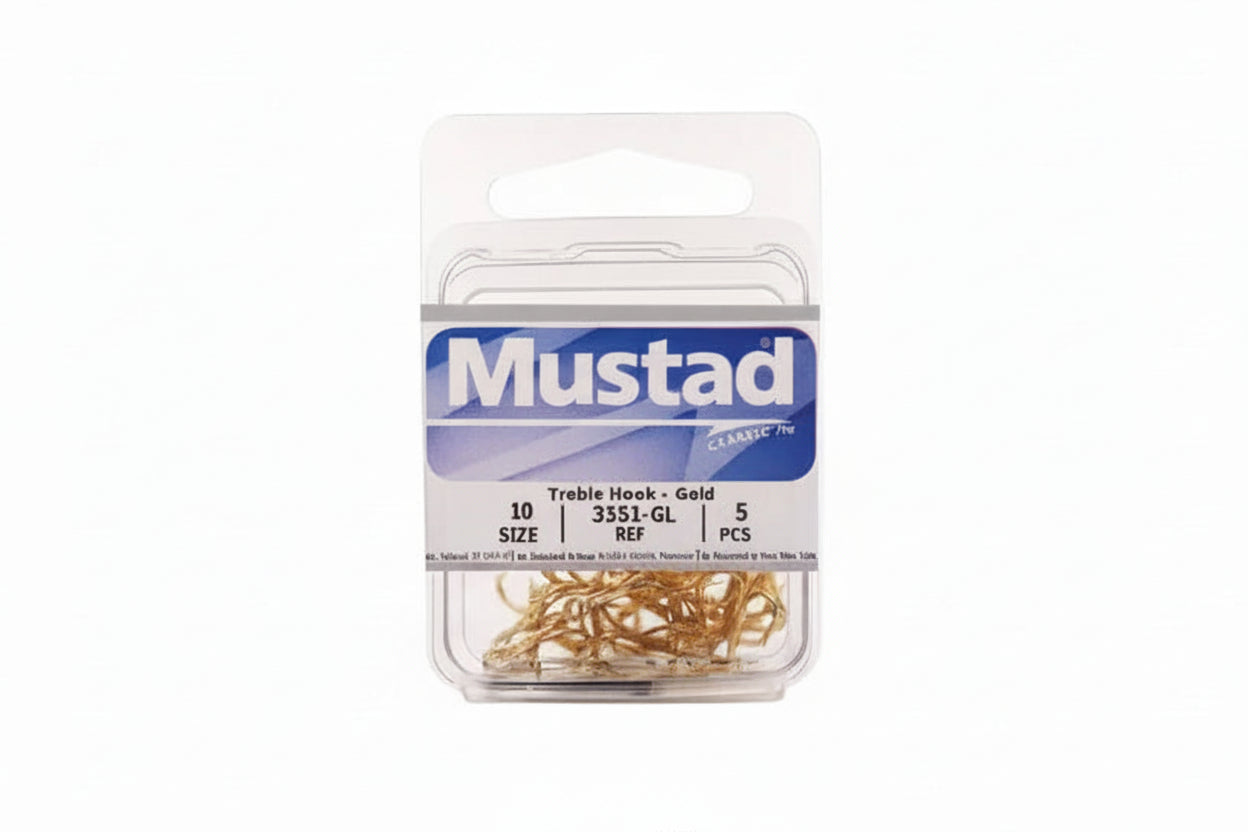Mustad Treble Hook - Gold 5 pcs