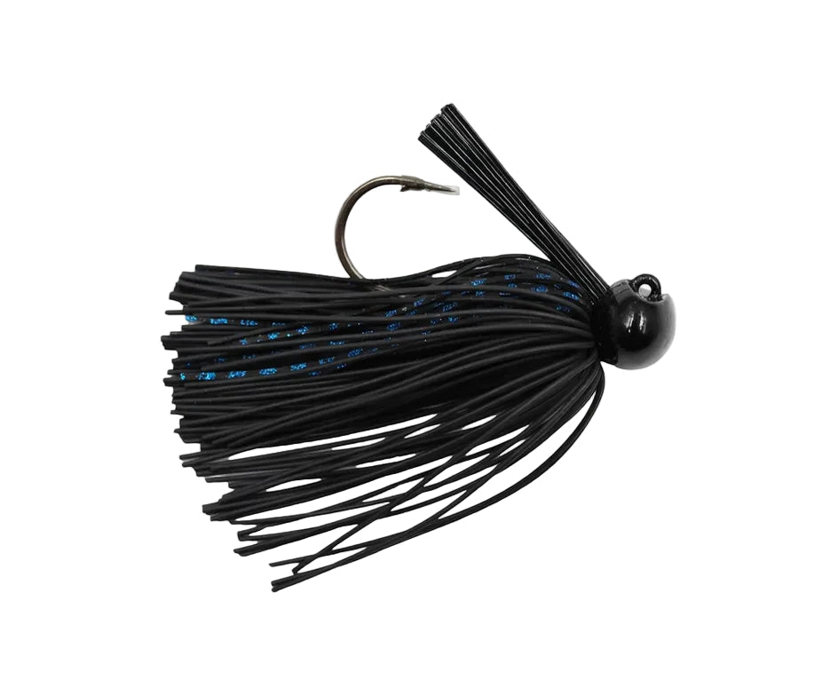 bass patrol lures Bass Patrol Round Rubber Western Football Jig Black/Blue / 1/4Oz