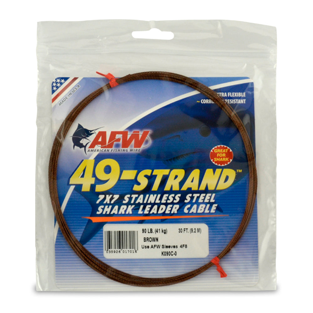 AFW 49 Strand, 7x7 Stainless Steel Shark Wire Leader Cable 30ft