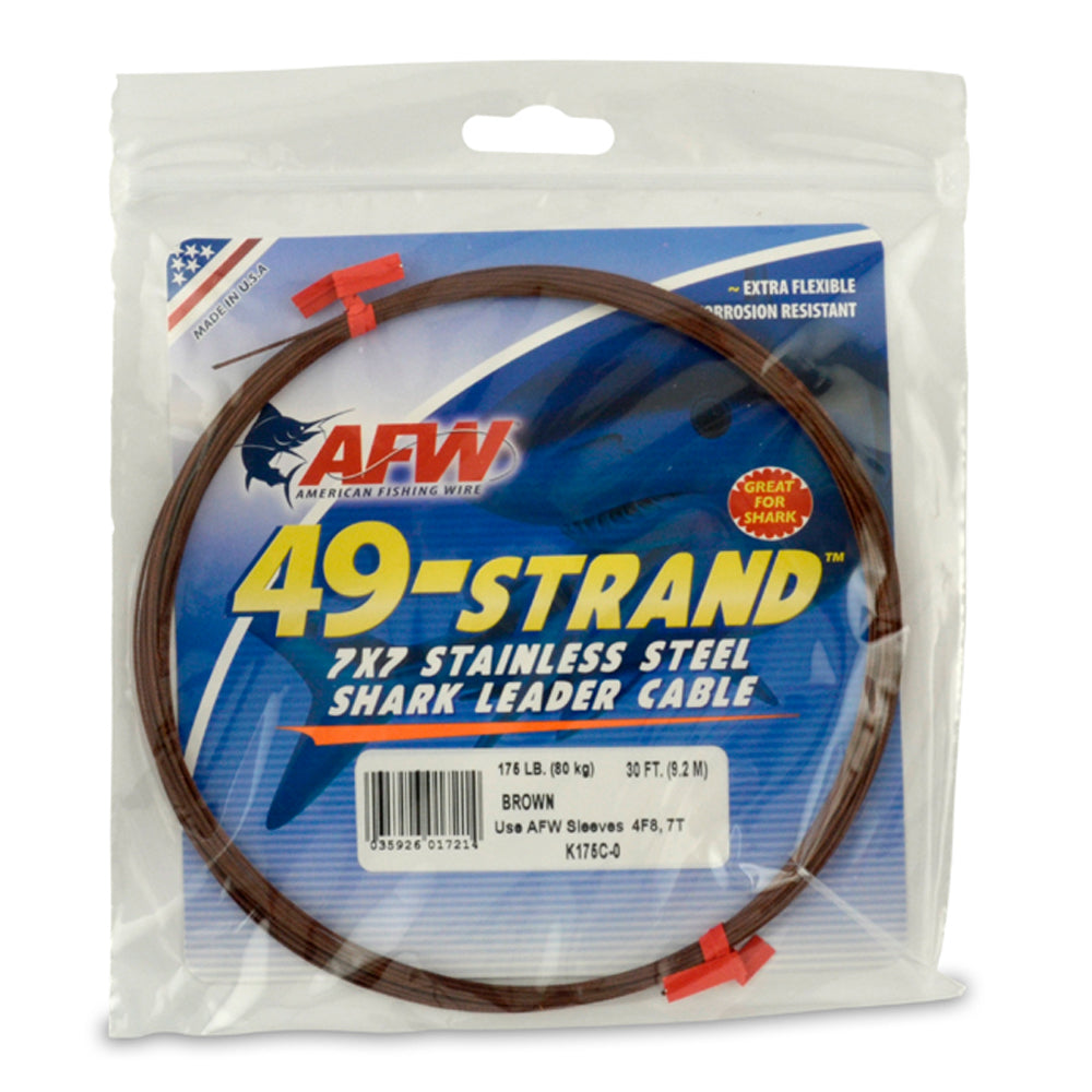 AFW 49 Strand, 7x7 Stainless Steel Shark Wire Leader Cable 30ft