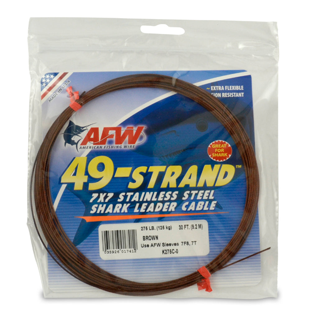 AFW 49 Strand, 7x7 Stainless Steel Shark Wire Leader Cable 30ft