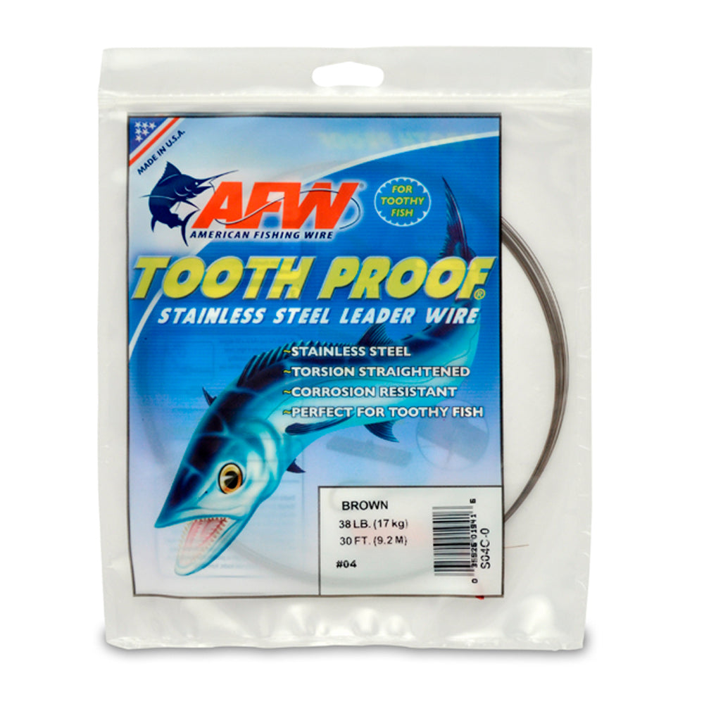 AFW Tooth Proof Stainless Steel Single Strand Leader Wire 30 ft