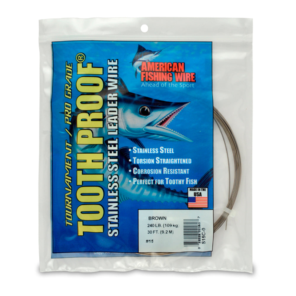 AFW Tooth Proof Stainless Steel Single Strand Leader Wire 30 ft