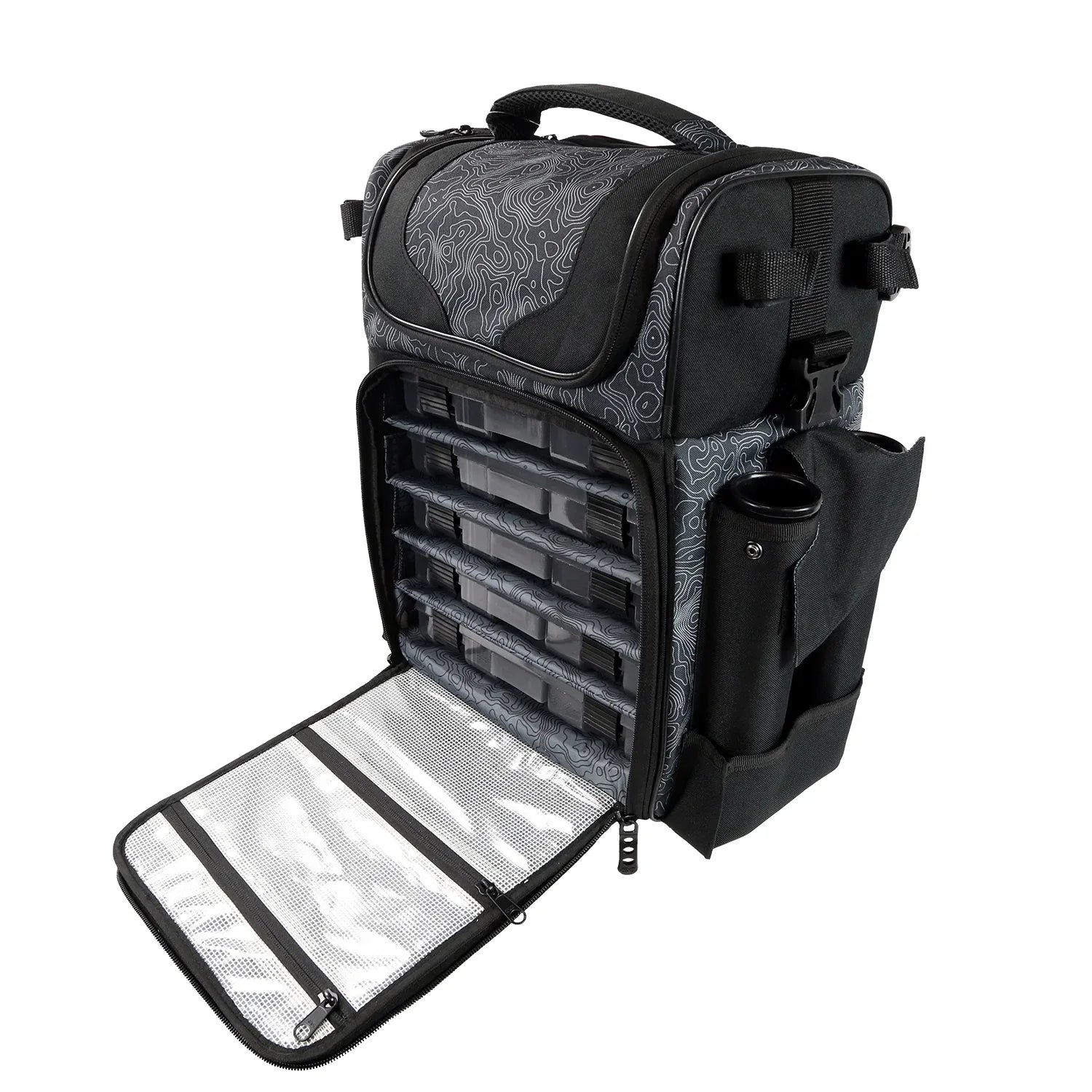 fishing tackle roller bags 'Recon' Rolling Backpack, Box Storage Bag - Non-Corrosive Fishing Tackle Bag with (5X) 3650 Boxes Compatible with 3600 trays and Kayak Bait Binder Custom Large Waterproof Rolling Fishing