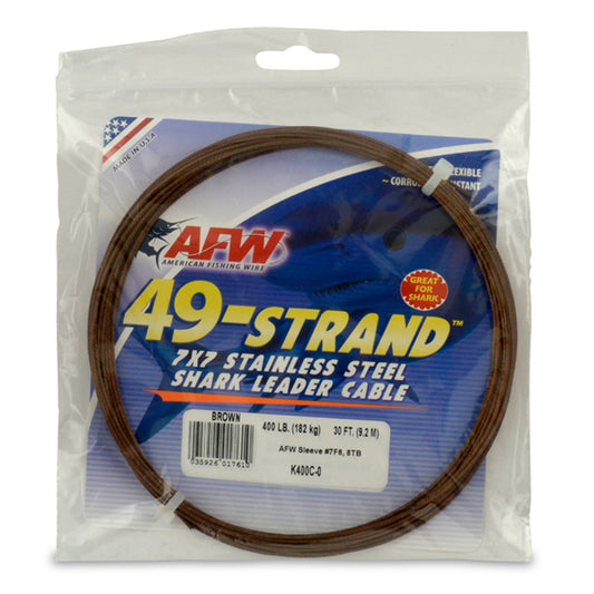AFW 49 Strand, 7x7 Stainless Steel Shark Wire Leader Cable 30ft