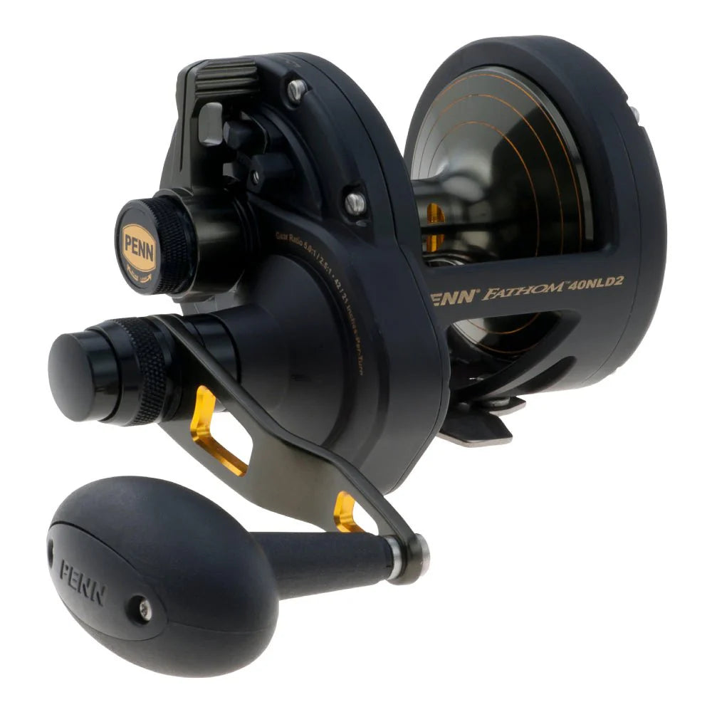 Penn Fathom Two Speed Conventional Lever Drag Reel - "OG" Black and Gold