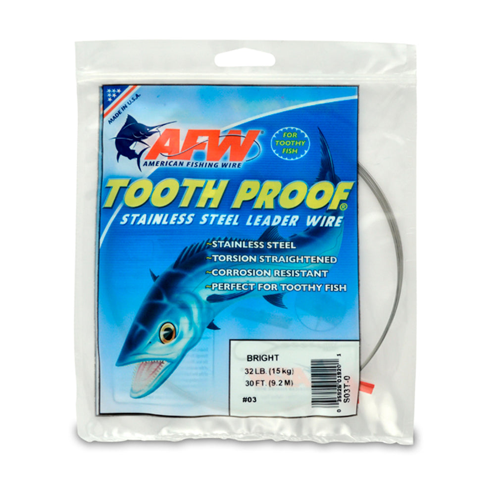 AFW Tooth Proof Stainless Steel Single Strand Leader Wire 30 ft