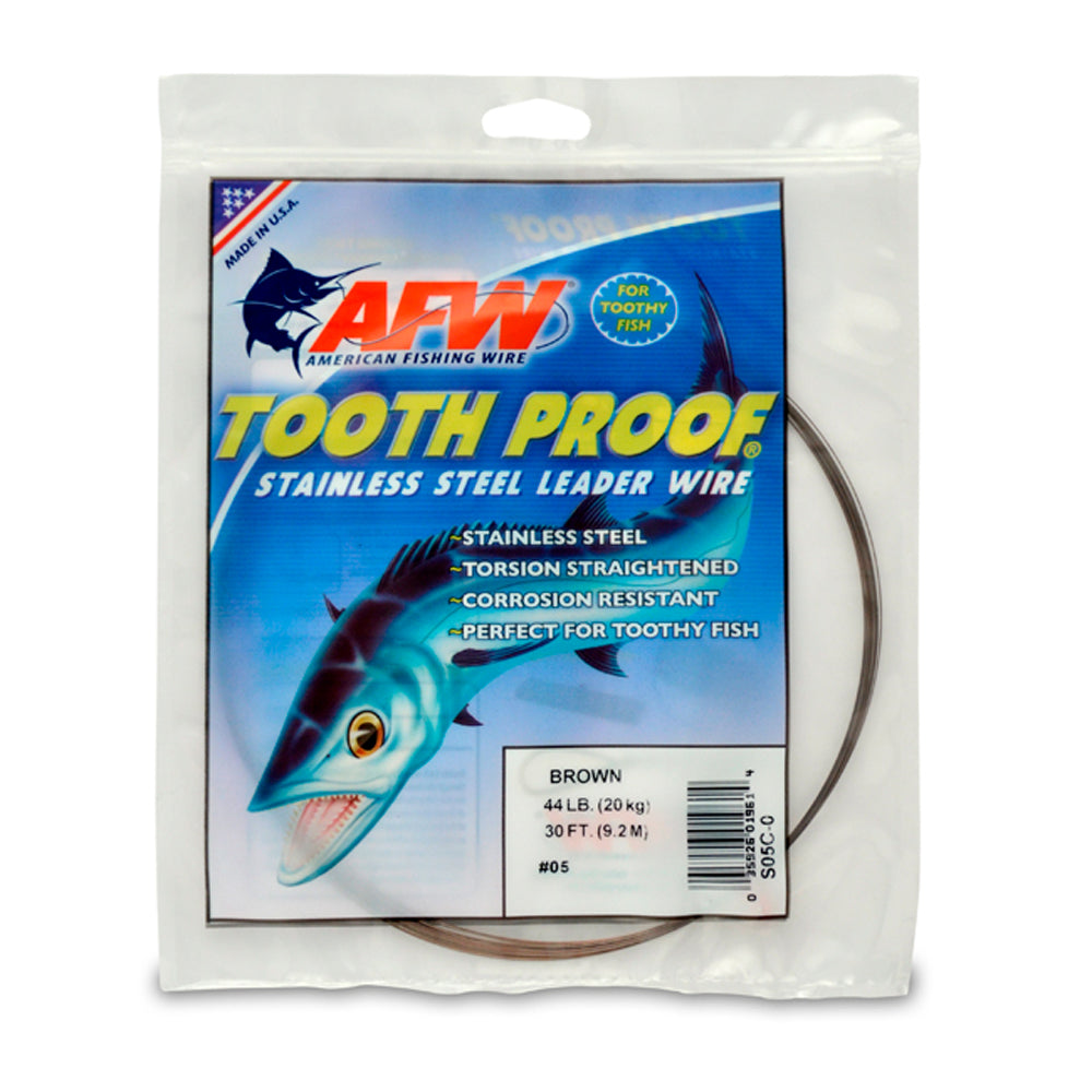 AFW Tooth Proof Stainless Steel Single Strand Leader Wire 30 ft