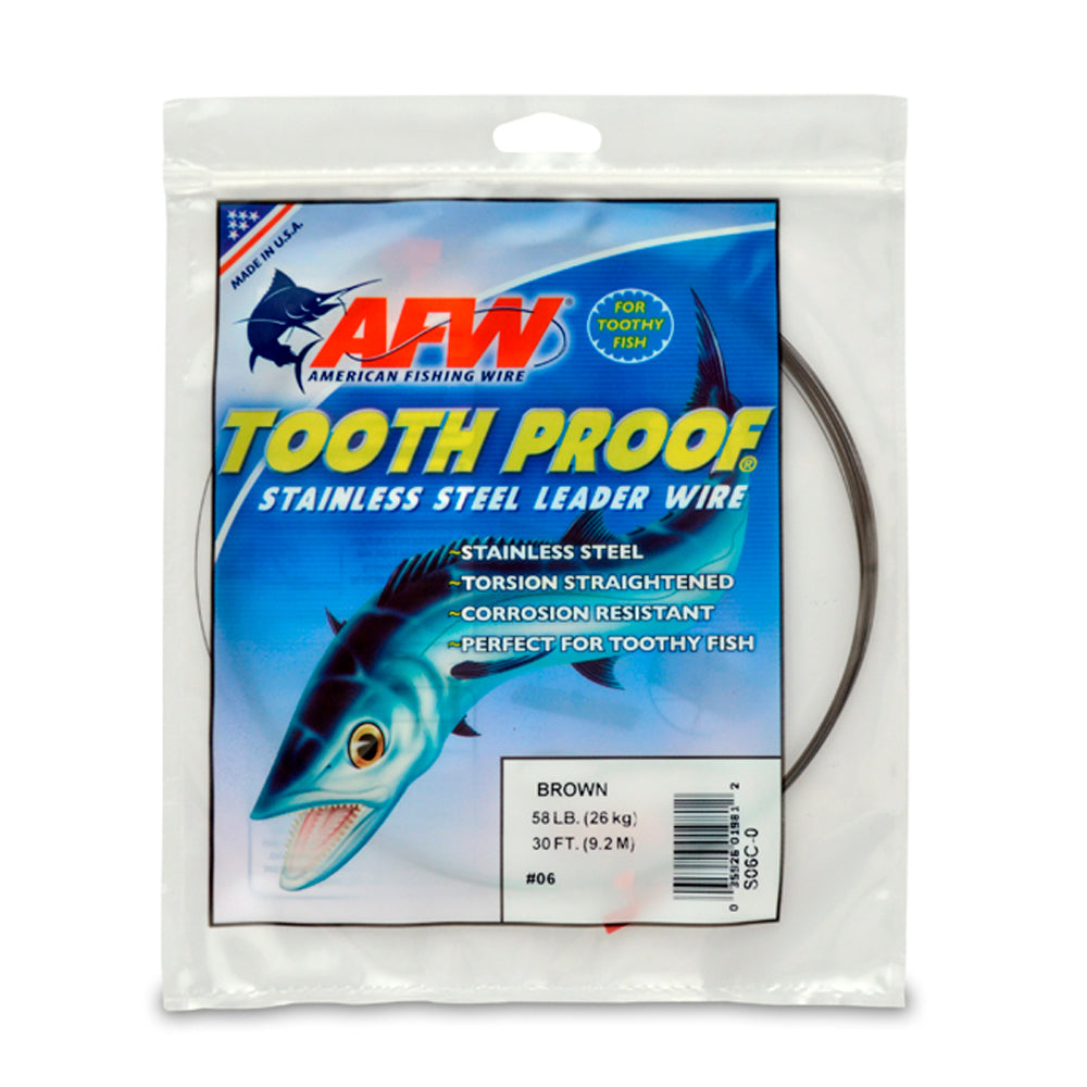 AFW Tooth Proof Stainless Steel Single Strand Leader Wire 30 ft