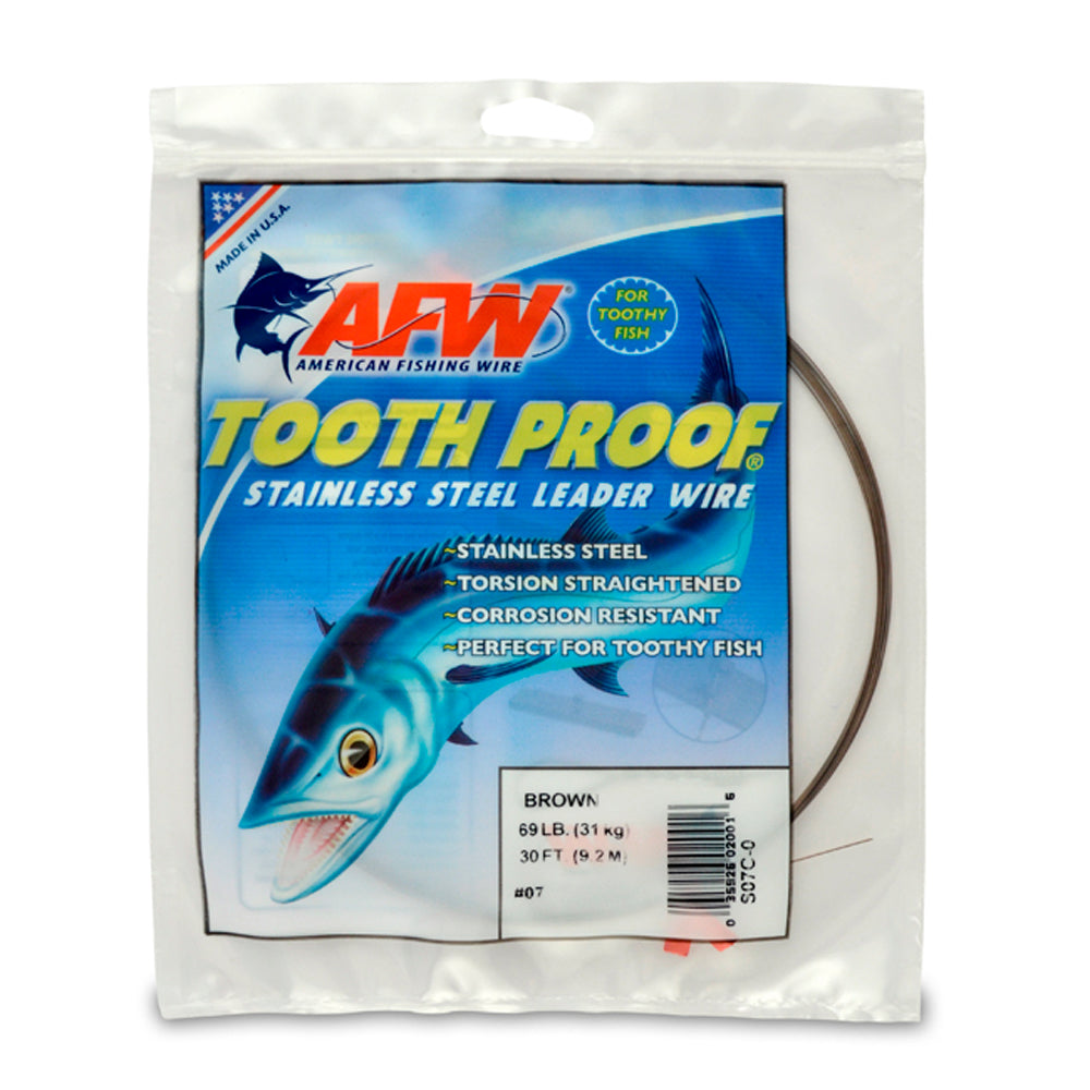 AFW Tooth Proof Stainless Steel Single Strand Leader Wire 30 ft