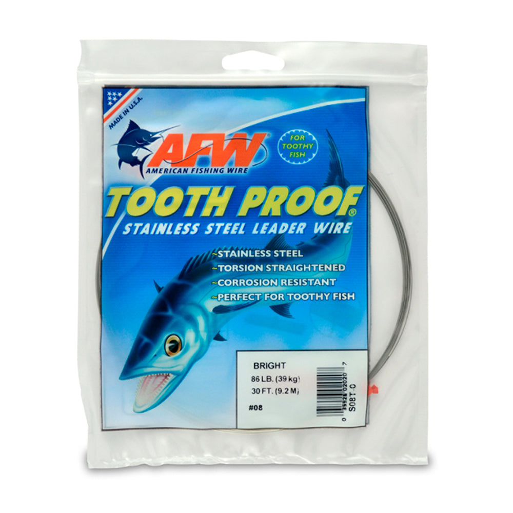 AFW Tooth Proof Stainless Steel Single Strand Leader Wire 30 ft