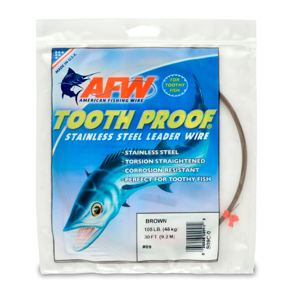 AFW Tooth Proof Stainless Steel Single Strand Leader Wire 30 ft