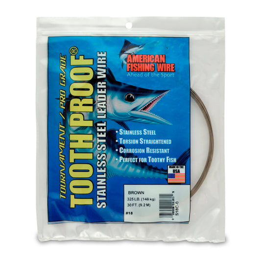 AFW Tooth Proof Stainless Steel Single Strand Leader Wire 30 ft